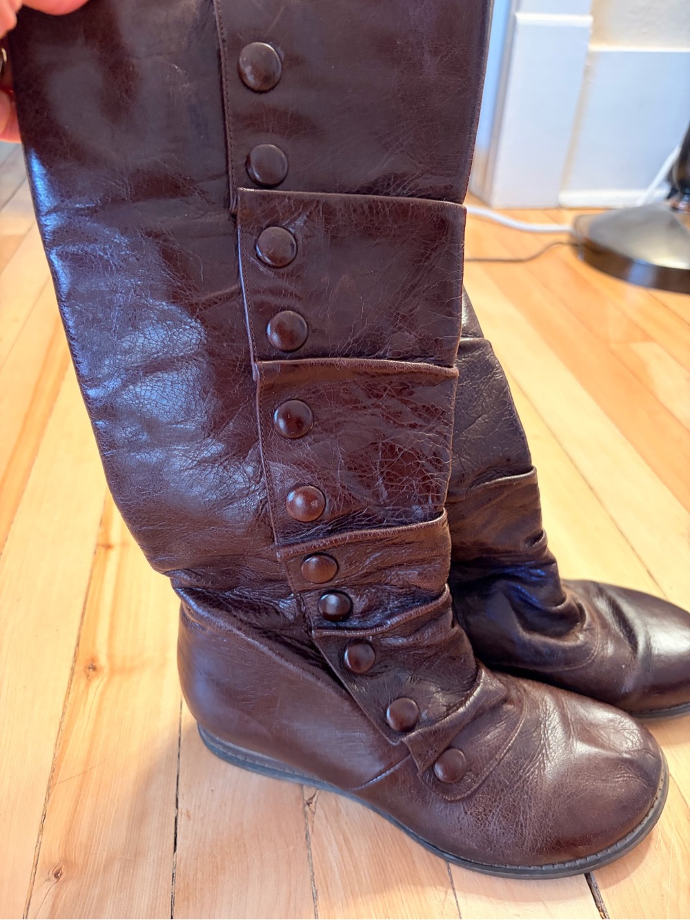 Miz Mooz Bloom Women's Brown Button-Accent Leather Tall Boots